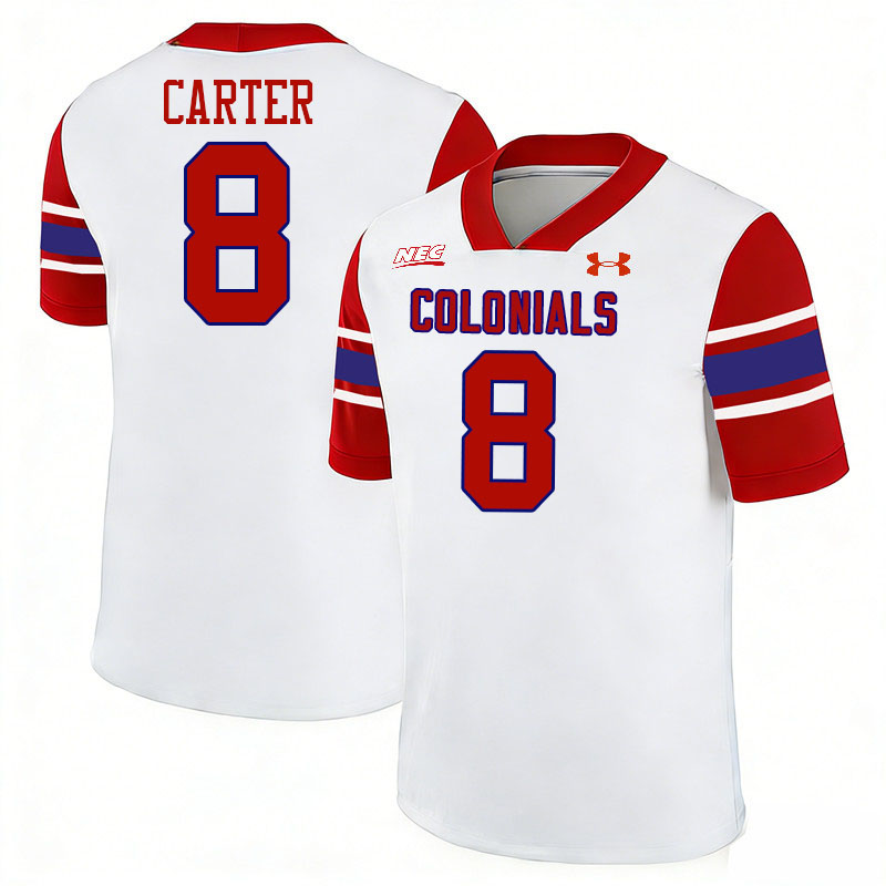 Robert Morris Colonials #8 Jaqai Carter College Football Jerseys,Uniforms Stitched-White